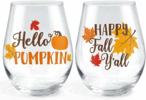 Happy Fall Y’all Wine Glasses