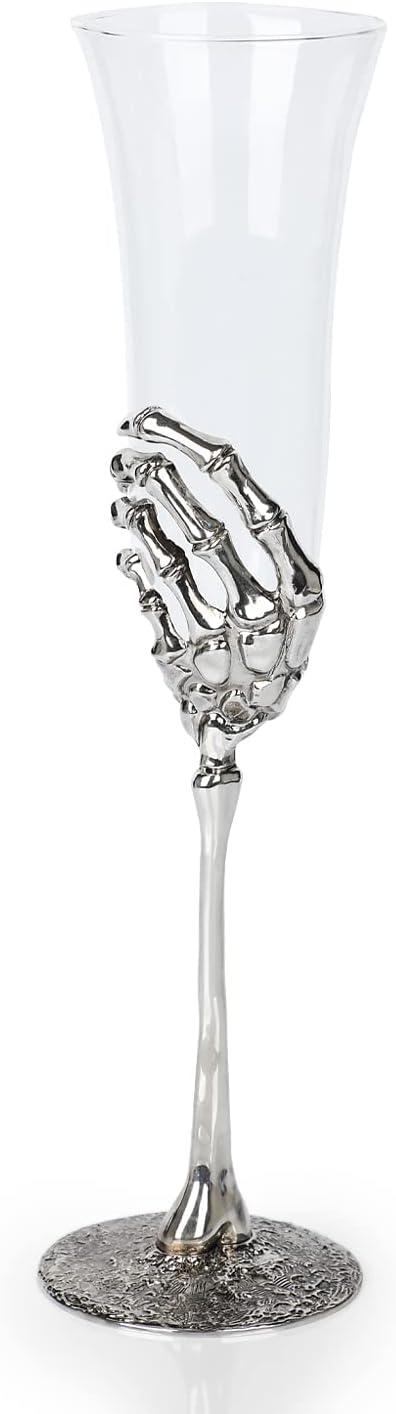 Champagne glass with skeleton hand stem
