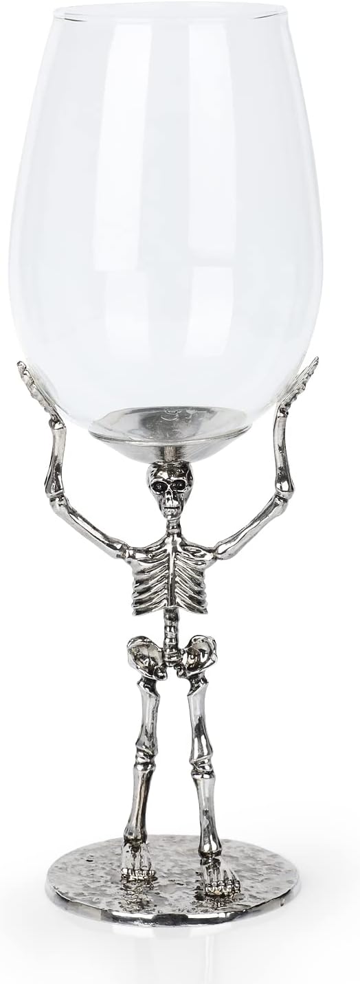 Skeleton holding up a wine glass