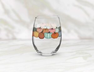 Summerween Pastel Fall Pumpkin Wine Glass