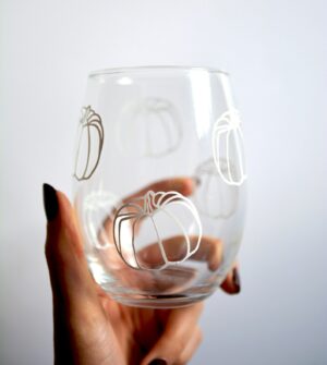 White Pumpkins Wine Glass