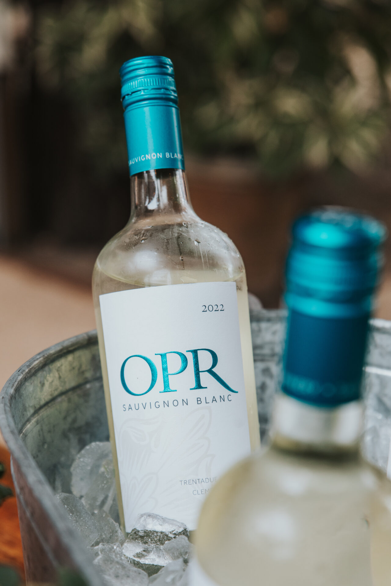 Chardonnay bottle in an ice bucket