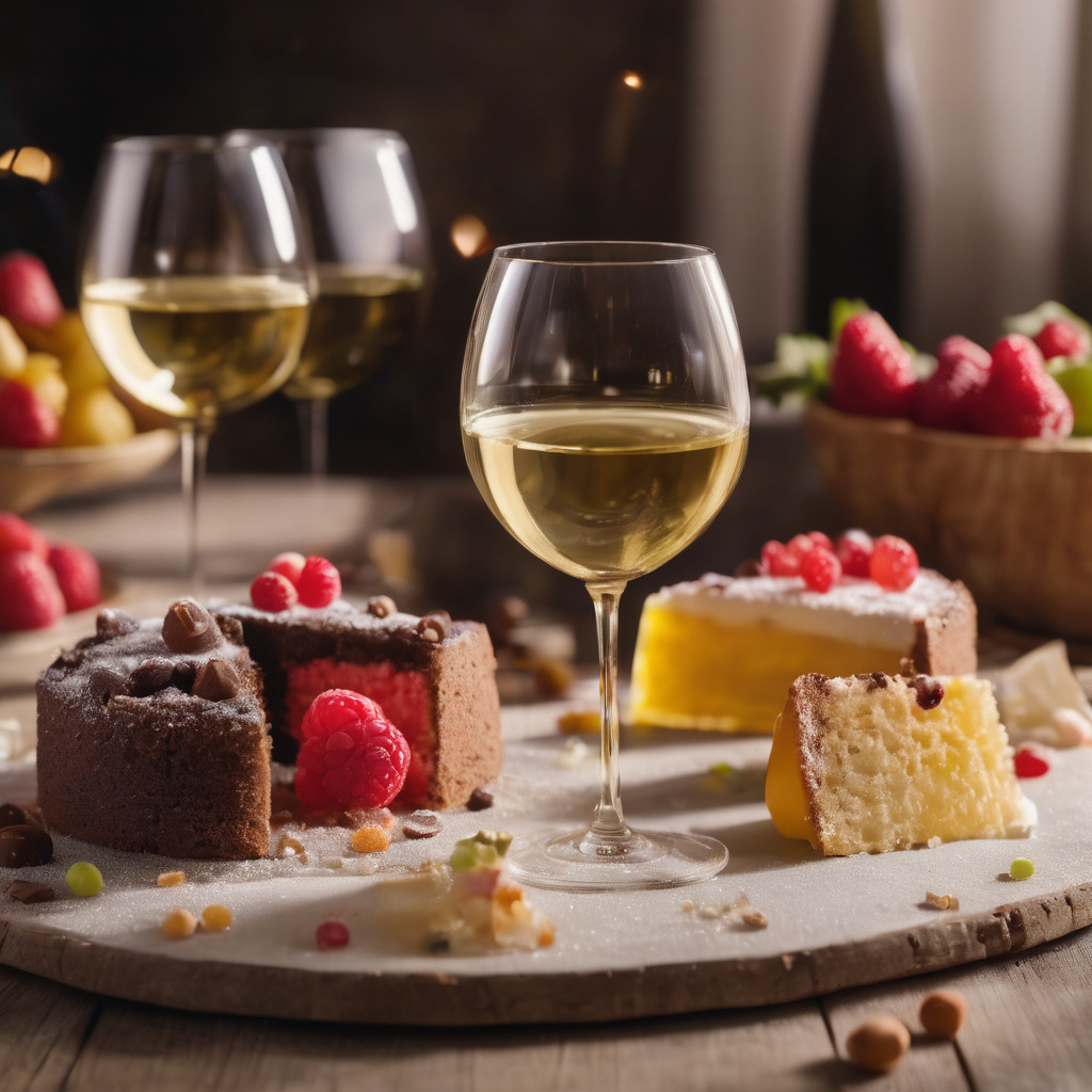 Is Chardonnay sweet? Glasses of Chardonnay surrounded by cake
