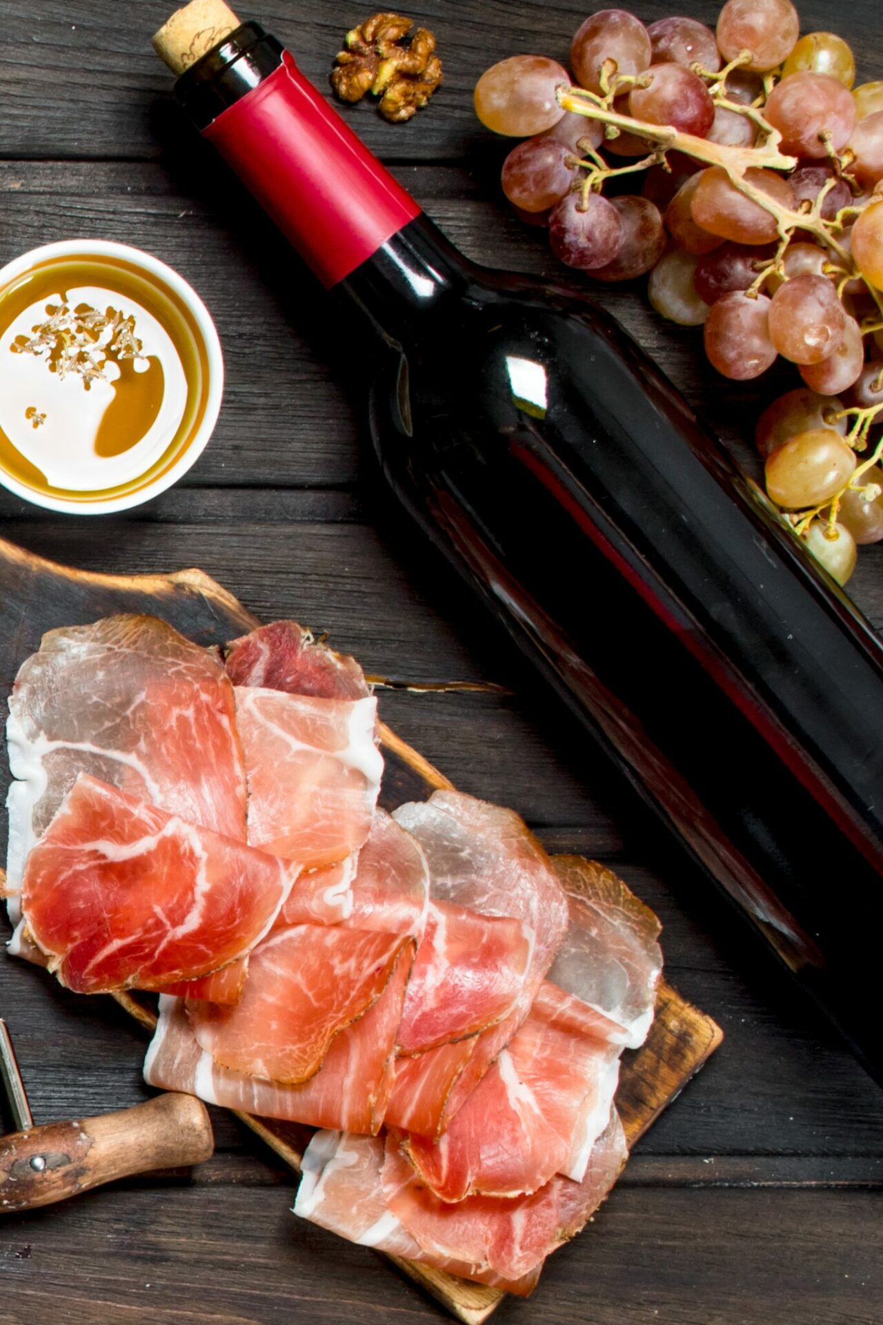 Spanish Wine with tapas on a table