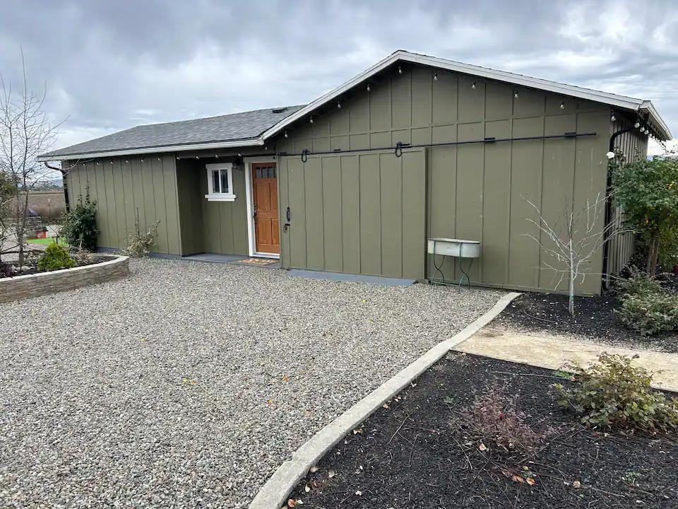 Home exterior with gravel drive way
