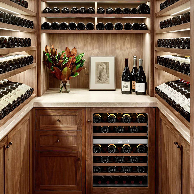 Wine storage nook including a Ca'Lefort Wine Fridge