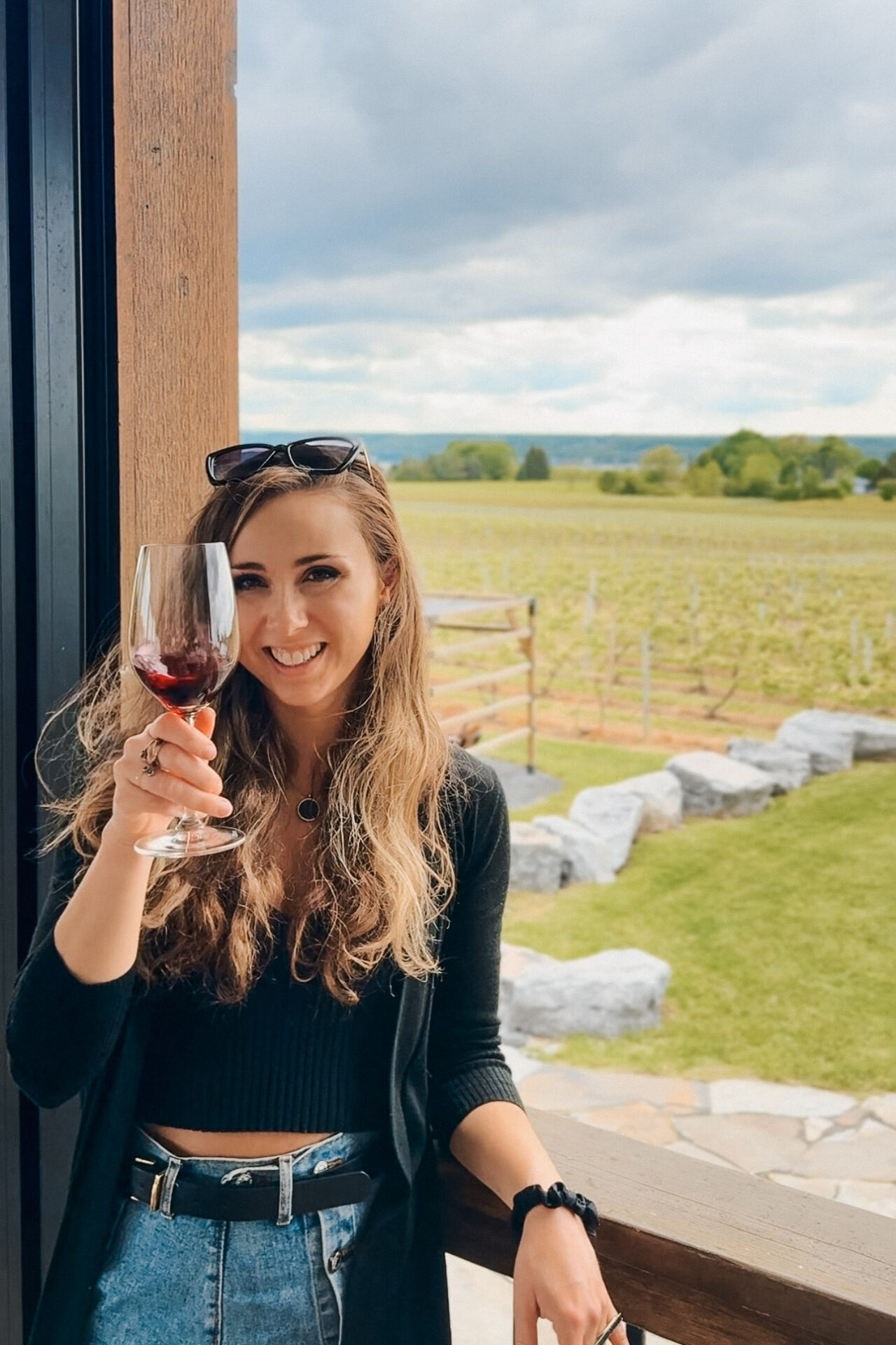 Paige at Three Brothers winery in Lake Seneca Finger Lakes, NY