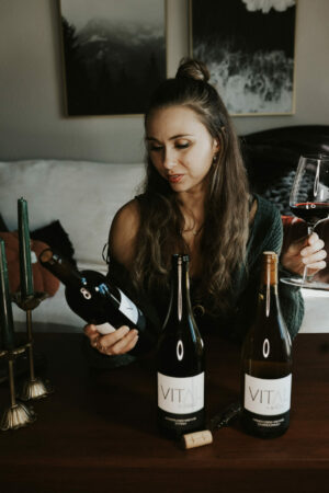 Paige drinking VITAL Wines