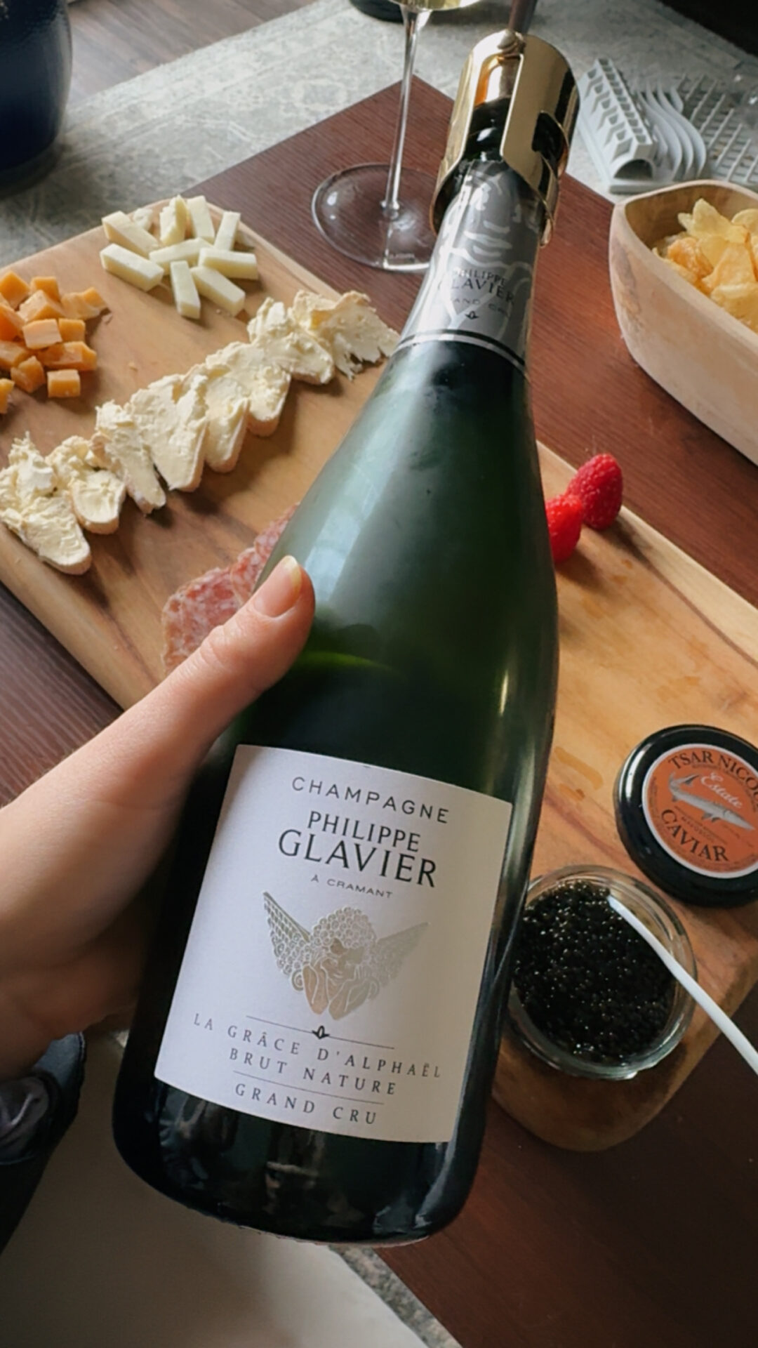 Champagne and caviar with a cheeseboard