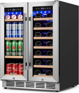 Dual zone French door wine and beverage fridge