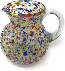 Mexican Hand Blown Glass Pitcher – Confetti Rock Design Mexican Hand Blown Glass Sangria Pitcher